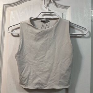Zara Women's Elegant Cream Crop Top